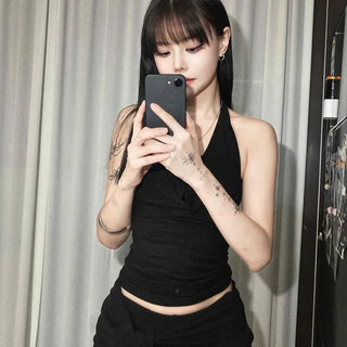 Dent Drape Shirring Halterneck Top