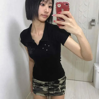 Loose-fit Camo String Casual Daily Mini Skirt
