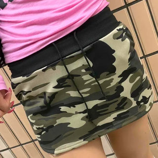 Loose-fit Camo String Casual Daily Mini Skirt