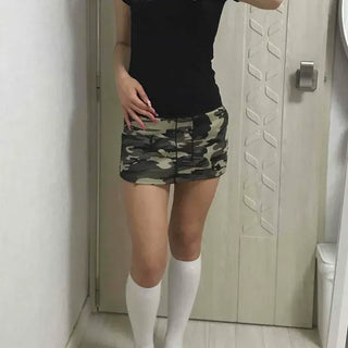 Loose-fit Camo String Casual Daily Mini Skirt