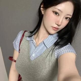 Slim Fit Plain Layered Daily Short Sleeve T-shirt