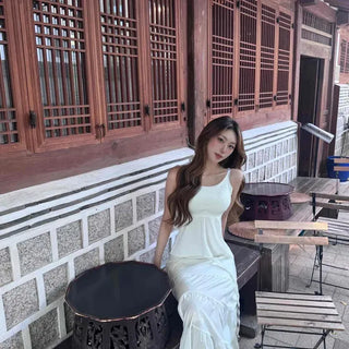 Loose-fit Frill String Tiered A-line Long Skirt