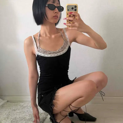 Slim Fit Plain Leopard Print Strap Daily Sleeveless
