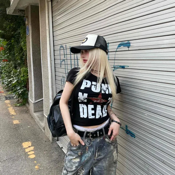 Punk Vintage Lettering Short Sleeve T-shirt