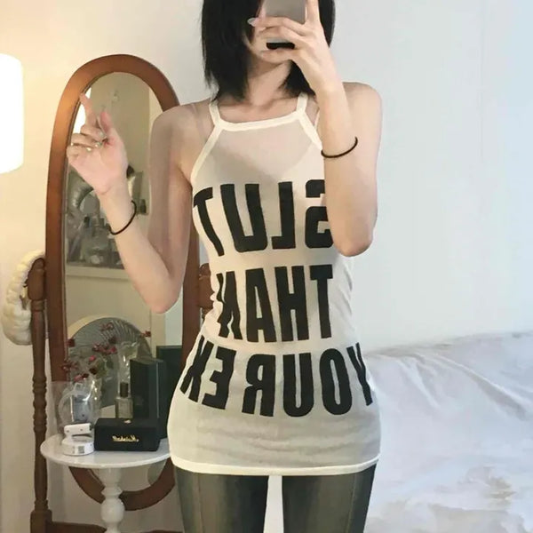 Slim Fit Lettering Daily Sleeveless