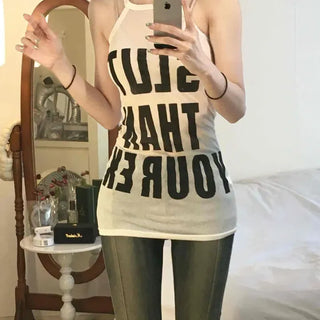 Slim Fit Lettering Daily Sleeveless