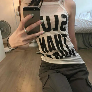 Slim Fit Lettering Daily Sleeveless