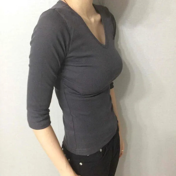 Slim Shirred Daily 3/4 Sleeve T-shirt