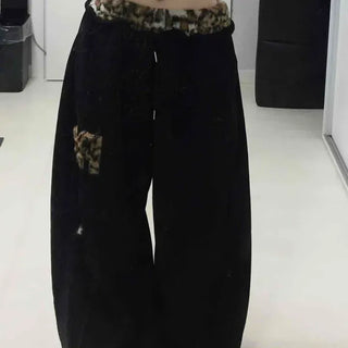 Leopard Velvet Wide Training Pants