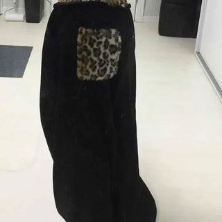 Leopard Velvet Wide Training Pants