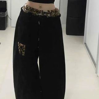 Leopard Velvet Wide Training Pants