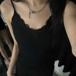 Flower Scallop Strap Layered Camisole Sleeveless