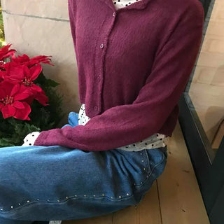 Daily Campus Flare Sleeve Crop Knit Cardigan