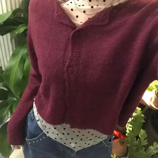 Daily Campus Flare Sleeve Crop Knit Cardigan