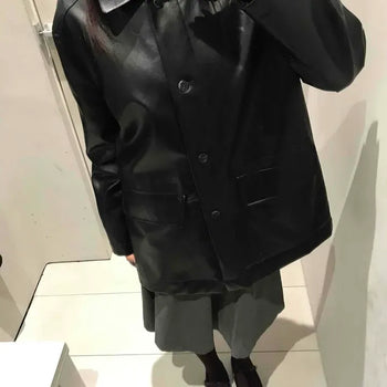 Vintage Boxy Fit Oversized Faux Leather Jacket