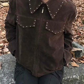 Western Studded Cowboy Short Suede Jacket