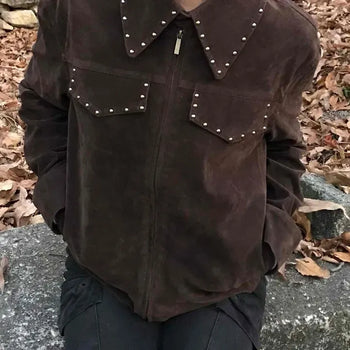 Western Studded Cowboy Short Suede Jacket