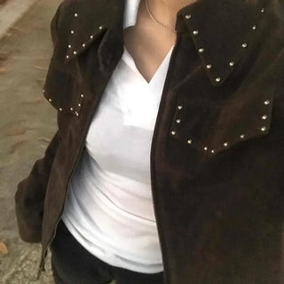 Western Studded Cowboy Short Suede Jacket