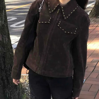 Western Studded Cowboy Short Suede Jacket