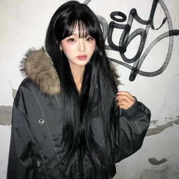 Voluminous Raccoon Fur Padded Bomber Jumper