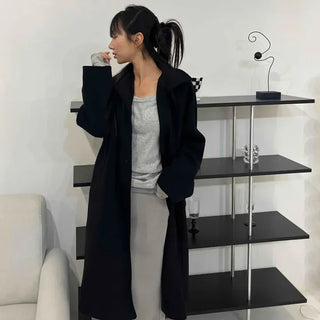 Modern City Double Button Oversized Wool Blend Long Coat