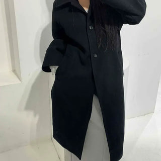 Modern City Double Button Oversized Wool Blend Long Coat