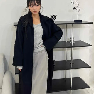 Modern City Double Button Oversized Wool Blend Long Coat