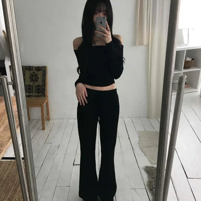 Slim Bootcut Semi-Flare Slacks Pants