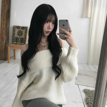 Soft Delicate Fit Off-Shoulder Balloon Sleeve Knit