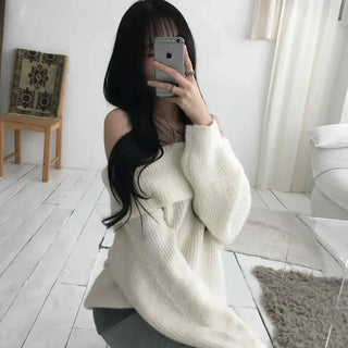 Soft Delicate Fit Off-Shoulder Balloon Sleeve Knit