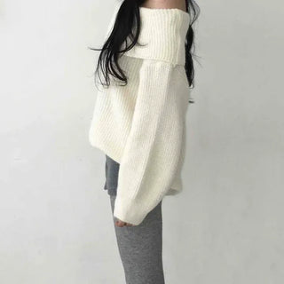 Soft Delicate Fit Off-Shoulder Balloon Sleeve Knit
