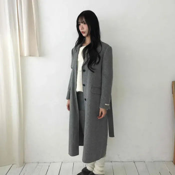 Minimal Single Button Long Tailored Coat