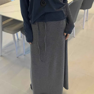 Daily Cozy Fit Elastic Waist A-Line Maxi Skirt