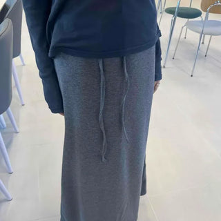 Daily Cozy Fit Elastic Waist A-Line Maxi Skirt