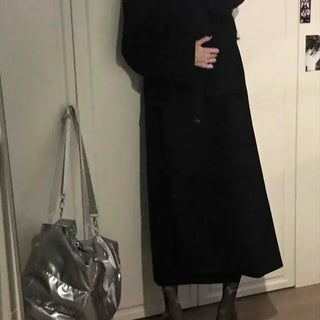 Vintage Loose Fit Collared Maxi Long Coat