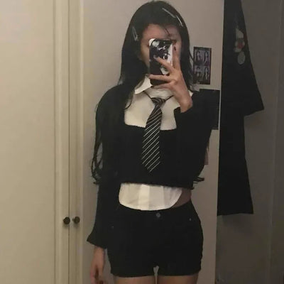 Play Knit Vest Layered Shirt