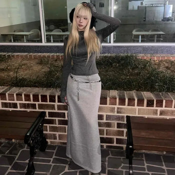 Minimal Elastic Slim Maxi Long Skirt