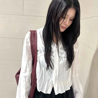 Romantic Frill Puff Sleeve Shirred Blouse