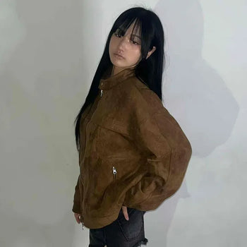 Vintage Suede Oversized Short Jacket