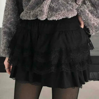Big Fur Scale Tiered Banding Mini Skirt