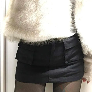 Flap Pocket Slim Mini Skirt