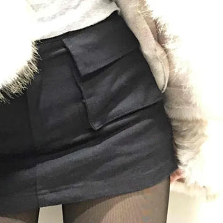 Flap Pocket Slim Mini Skirt