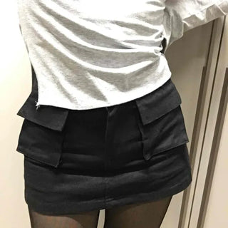 Flap Pocket Slim Mini Skirt
