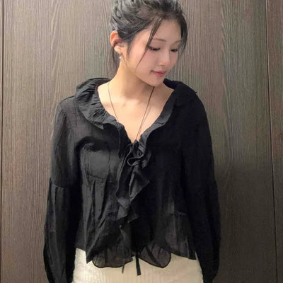 Romantic Ruffle Shirring Blouse
