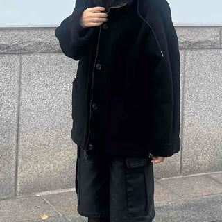 Big Shoulder Drop Heavy Wool Midi Long Coat