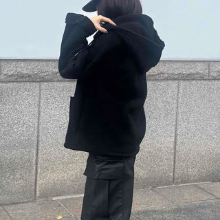 Big Shoulder Drop Heavy Wool Midi Long Coat