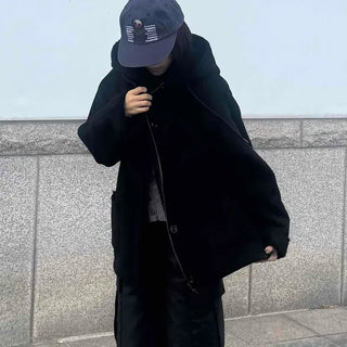 Big Shoulder Drop Heavy Wool Midi Long Coat