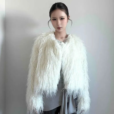 Long Hair Twist Loose Fit Fur Jacket