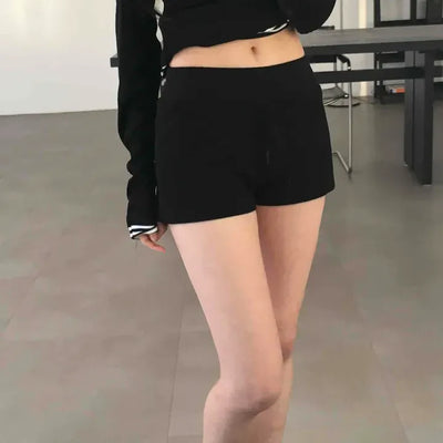 Mid-Rise Button-Fly Corduroy Mini Shorts