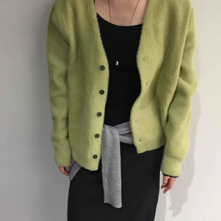 Mohair Daily V-Neck Button Cardigan